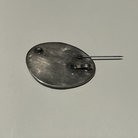 Vintage Handmade Royston Turquoise Navajo Silver Pendant Brooch Unmarked 1.5x2in - Picture 5 of 7